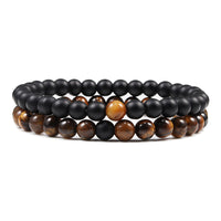 8mm Black Frosted & Tiger Eye Stone Bracelet