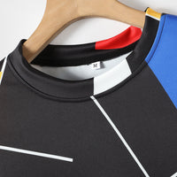 New Men's Sweater Men's Round Neck Long Sleeve Color Block Sweater