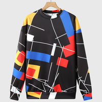 New Men's Sweater Men's Round Neck Long Sleeve Color Block Sweater