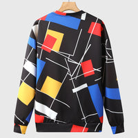 New Men's Sweater Men's Round Neck Long Sleeve Color Block Sweater