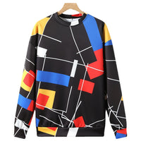 New Men's Sweater Men's Round Neck Long Sleeve Color Block Sweater