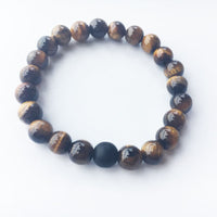 8mm Black Frosted & Tiger Eye Stone Bracelet