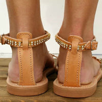 Women's Flat Rhinestone Op En Toe Sandals