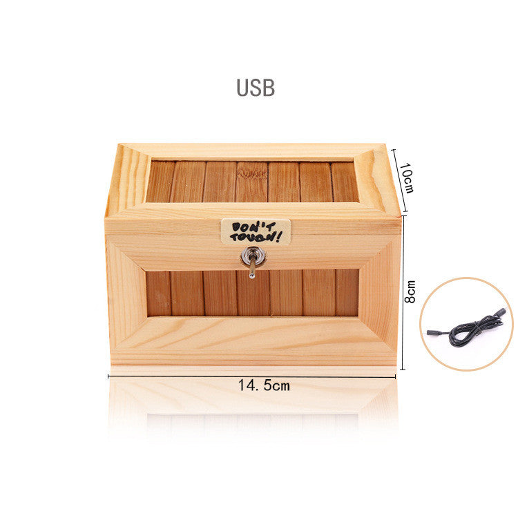 Boring Wooden Box Useless Machine Little Tiger Reaches For Gadgets Gifts Children'S Toys