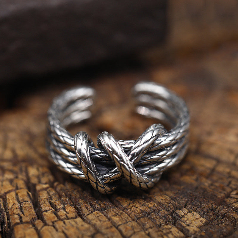 terling Silver Accessories Ring Retro Woven Men And Women Personality RiSng