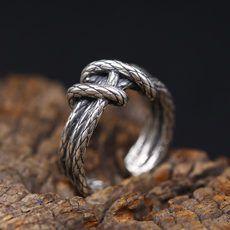 terling Silver Accessories Ring Retro Woven Men And Women Personality RiSng