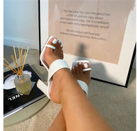 Block Heel Flip Flops Ankle Strap Sandals