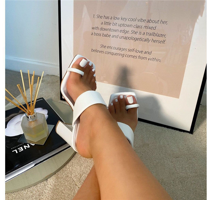 Block Heel Flip Flops Ankle Strap Sandals