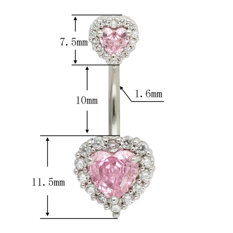 Button-Rings Belly-Jewelry Barbell Navel Bar Piercing 14G Surgical Steel Heart 316L Women