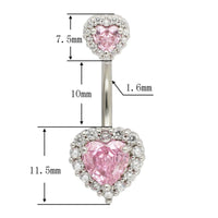 Button-Rings Belly-Jewelry Barbell Navel Bar Piercing 14G Surgical Steel Heart 316L Women