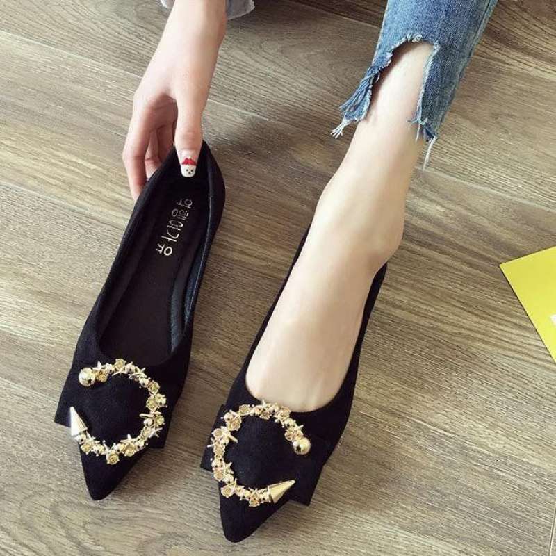 Shallow Mouth Tip Flats For Women Soft Lazy A Pedal Shoes Flat Shoes