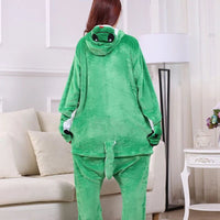 Autumn And Winter Foreign Trade New Style Jack Finn Green Snake Long Tail Monkey Flannel One-piece Pajamas Men And Women Home Clothes