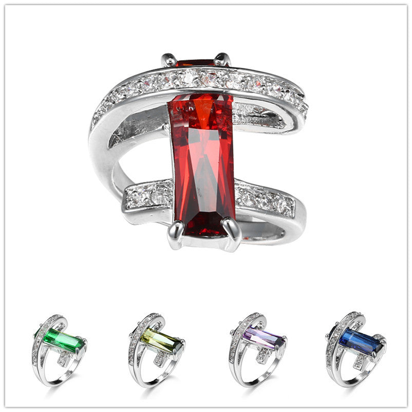 New Product Creative Fashion Rectangle Zircon Ring