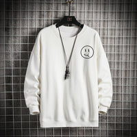 Men's Smiley Print Round Neck Pullover Casual Sweater