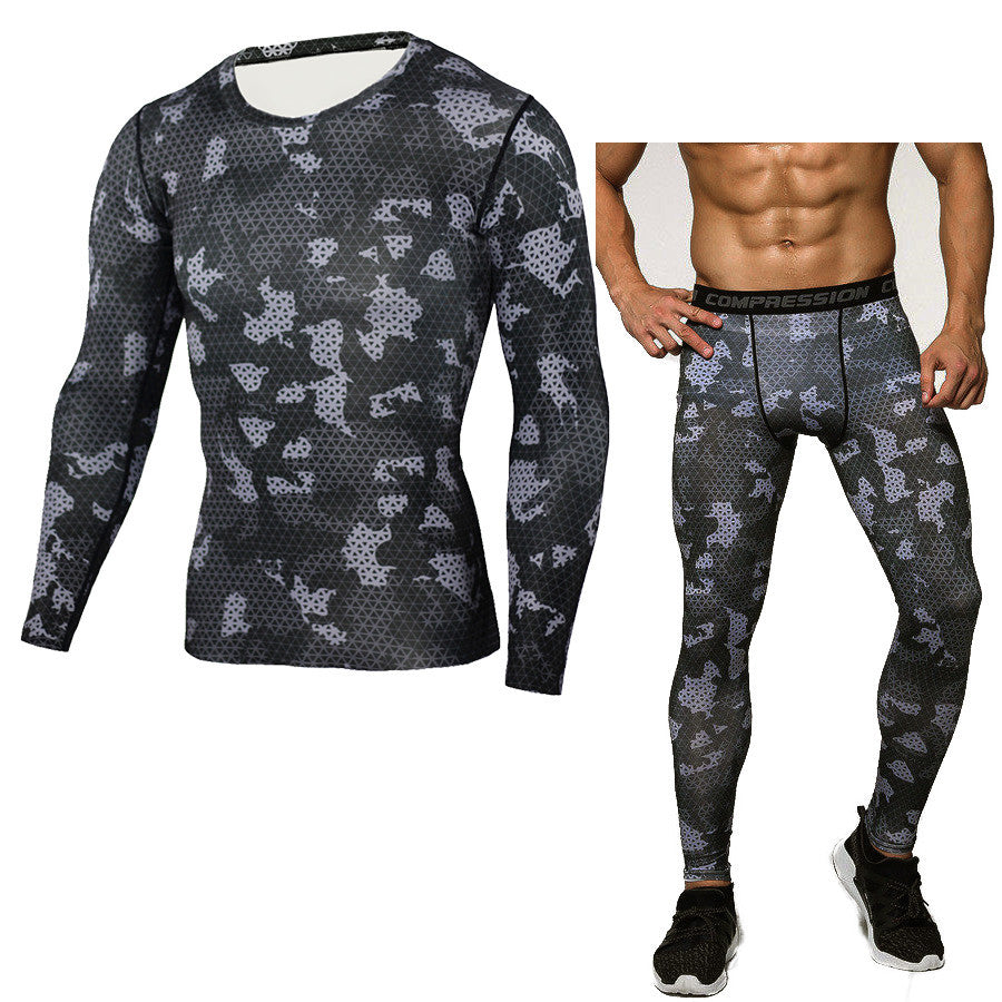 Sports Compression Set Long Sleeve T-Shirt Tights Exercise Clothes