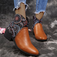 Color block pointed toe boots