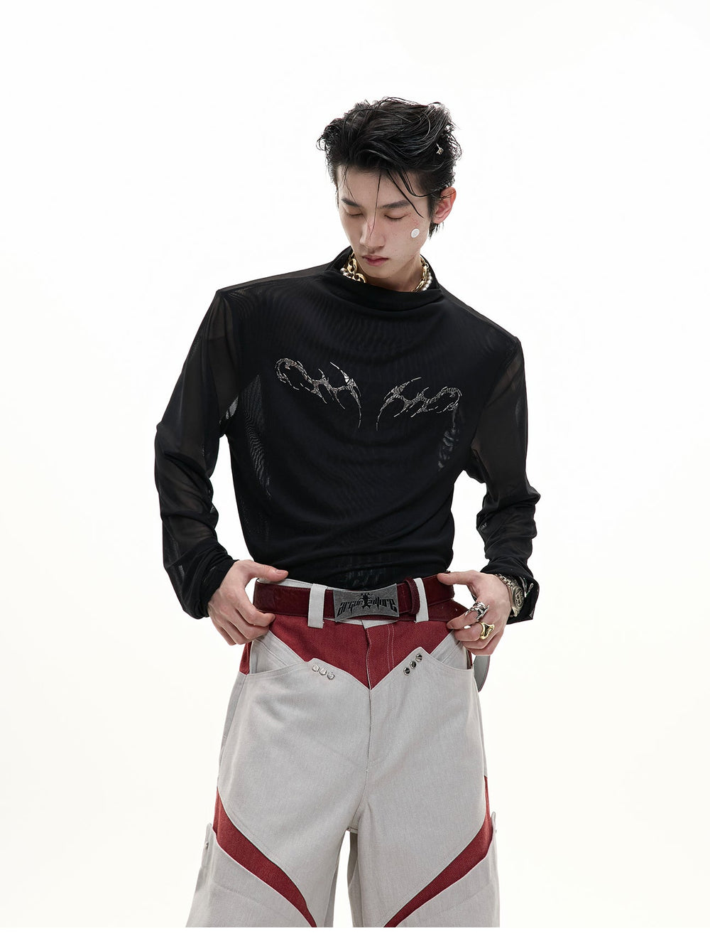 Niche Mesh Ice-feeling Slim Bottoming Shirt