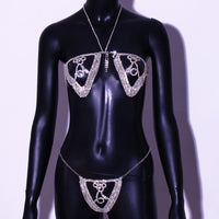Accessories Cute Bear Bikini Suit Sexy Charming Nightclub Rhinestone Chest Chain Panties