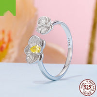Sterling Silver Phalaenopsis Open Ring Fashion Exquisite And Versatile