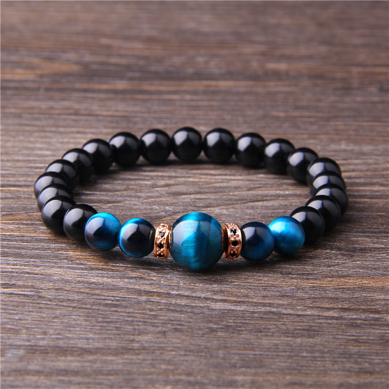 Tiger Eye Natural Stone Beaded Bracelet for Men