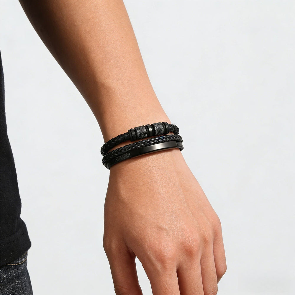 Handmade Three-layer Braided Leather Bracelet