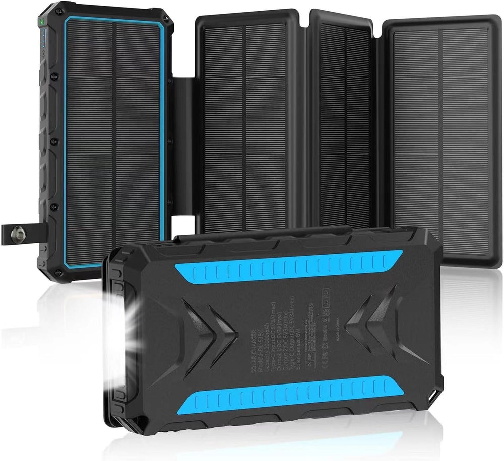 20,000mAh Foldable Solar-Powered Power Bank With Wireless Charging