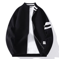 Mens Thermal Knitted Jacket With A Mock Neck And Long Sleeves