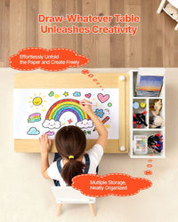 Kids Art Table And Chair Set, Toddler Craft Table With 3 Tiers Storage Cabinet, Wooden Kids Activity Play Desk With 2 Chairs, Art Craft Play Desk For Reading, Learning, Drawing, Writing, White