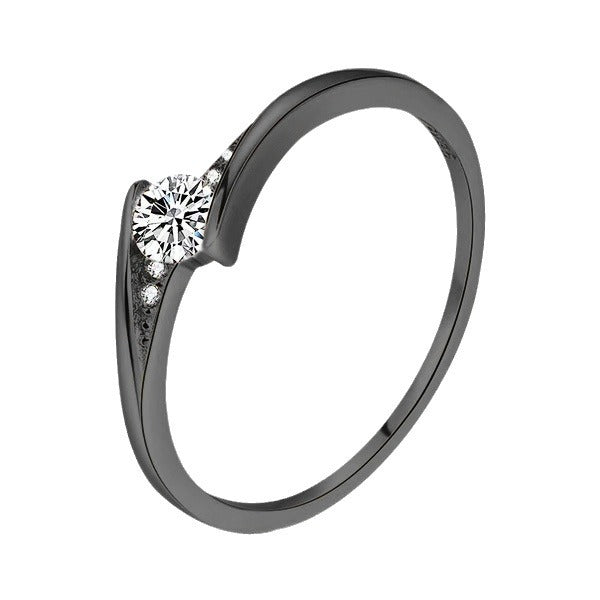 womens Gold Alloy Round Engagement Ring