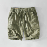 Mens Casual Linen Shorts With Pocket Drawstring