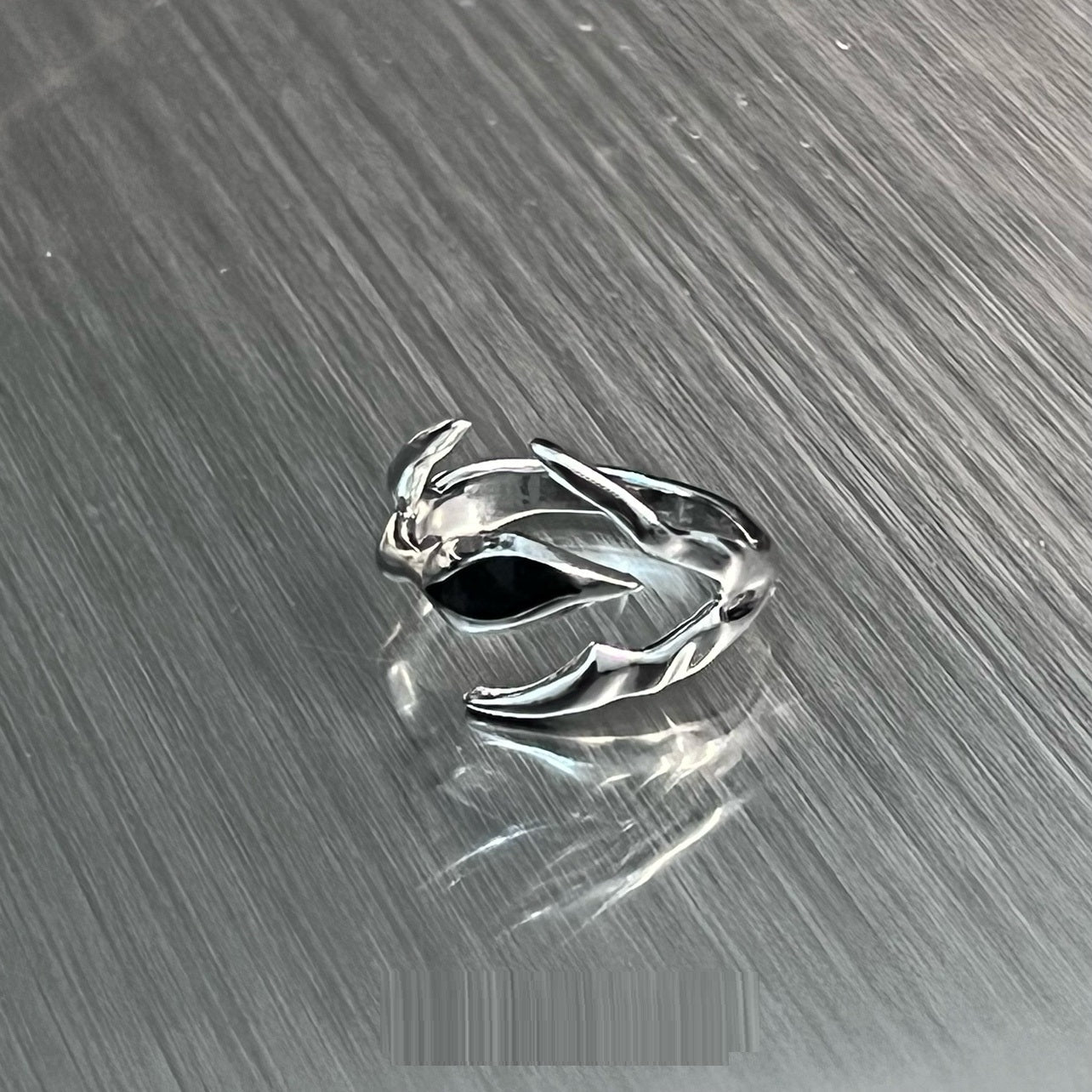 Irregular Black Onyx Ring Street Style Metal Ring Unisex Fashion Jewelry