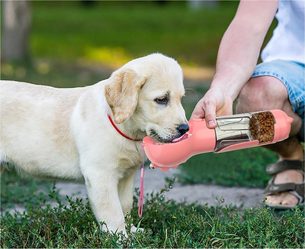 3 in 1 Dog Water Bottle Feeder Bowl Garbage Bag Holder Portable Travel