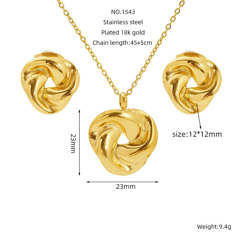 Stainless Steel Vintage Necklace And Stud Set Titanium Steel Jewelry Pendant Necklace And Earrings