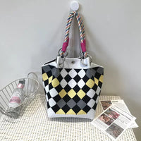 Womens Red Knitted Tote Bag With Magnetic Closure And Large Capacity