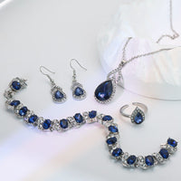 Light Luxury Zircon Necklace Earrings Open Ring Jewelry Suit