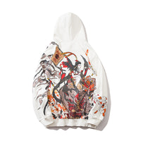 Chinese style printed hooded sweatshirt men