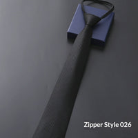 Mens Business Formal Zipper Tie With Blue Stripes