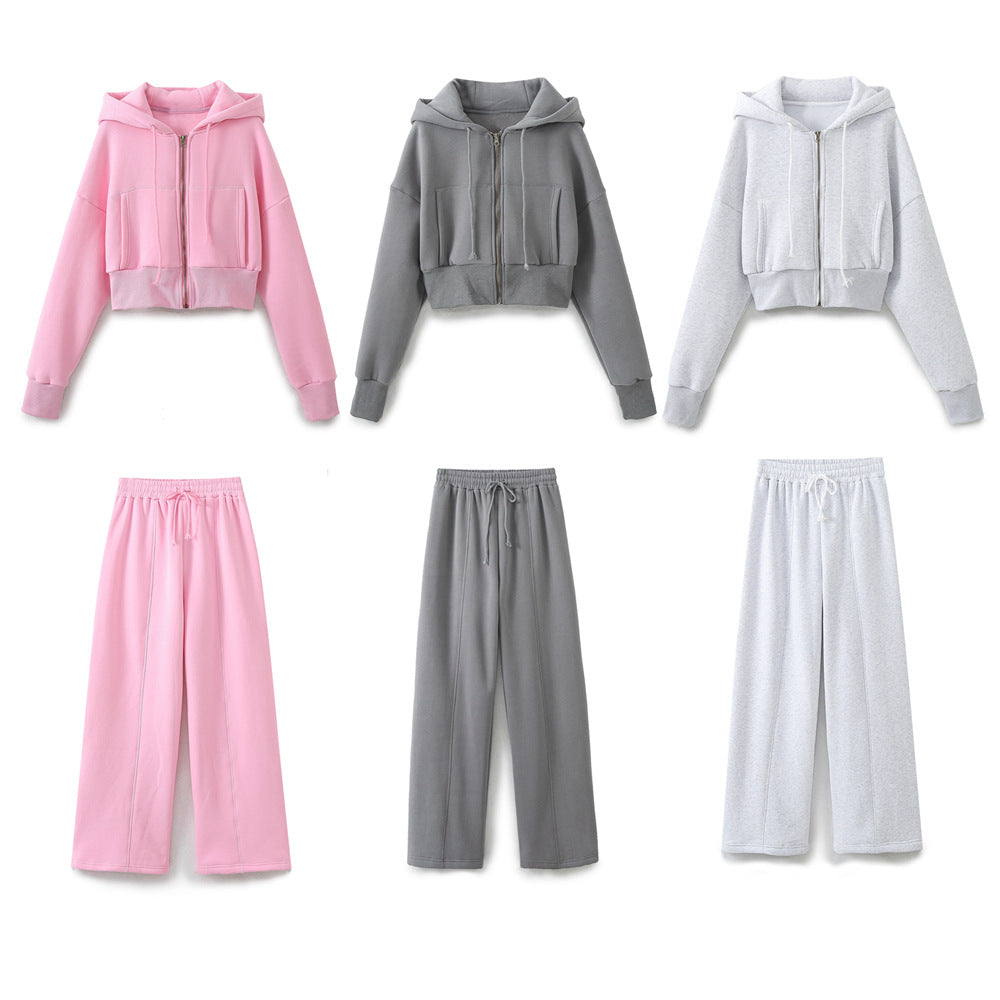 Women's Clothing Short Sport Cardigan Sweater Running Pants Suit
