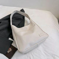 Large-Capacity Retro Solid-Color Textured Simple Casual Tote Bag