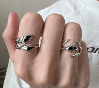 Irregular Shaped Black Onyx Metal Ring Street Tide Special-interest Design High Sense Men And Women