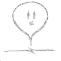 3A Zircon Jewelry Micro Set Full Crystal Necklace And Earrings 4 Piece Set For Weddings And Banquets
