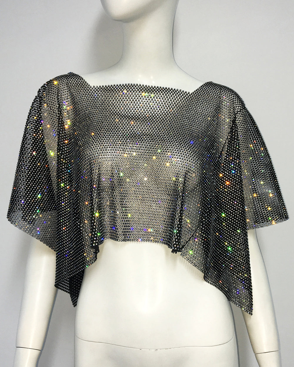 Women's Fashion Rhinestone Drop Shoulder Short Sleeve Square Collar T-shirt