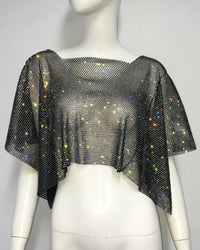 Women's Fashion Rhinestone Drop Shoulder Short Sleeve Square Collar T-shirt