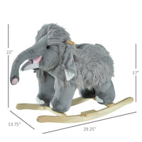 Kids Ride-On Rocking Horse Toy Mammoth Style Rocker with Fun Music & Soft Plush Fabric for Children 3+ Years