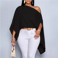 Womens European And American-style Loose-fitting Batwing-sleeve