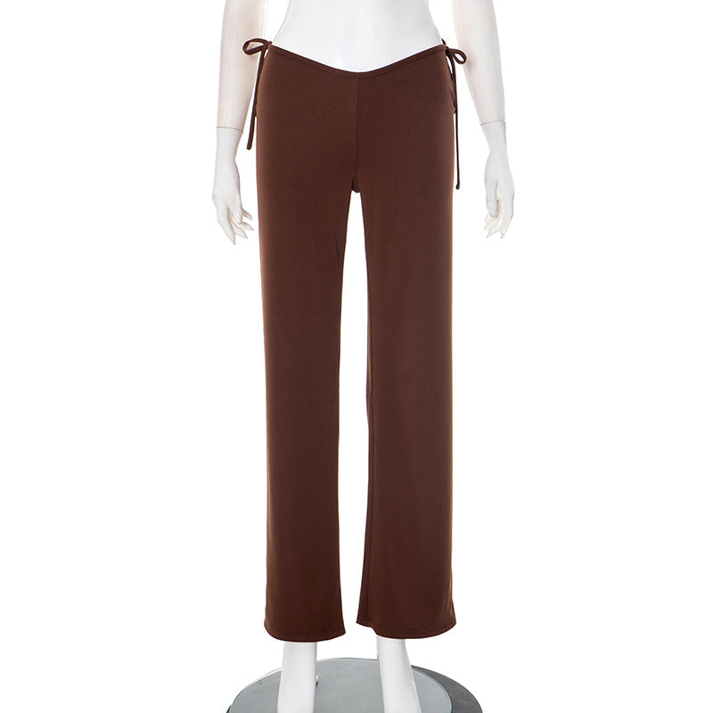 Fashion Simple Striped Contrast Color Straight Casual Mopping Trousers