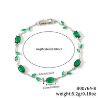 Womens Colorful Leaf Elliptical Geometric Zircon Bracelet