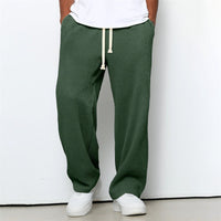 Mens Relaxed-fit Waffle-knit Wide-leg Athleisure Pants