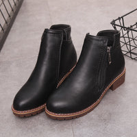 Women's boots with thick heel side zipper
