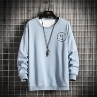 Men's Smiley Print Round Neck Pullover Casual Sweater